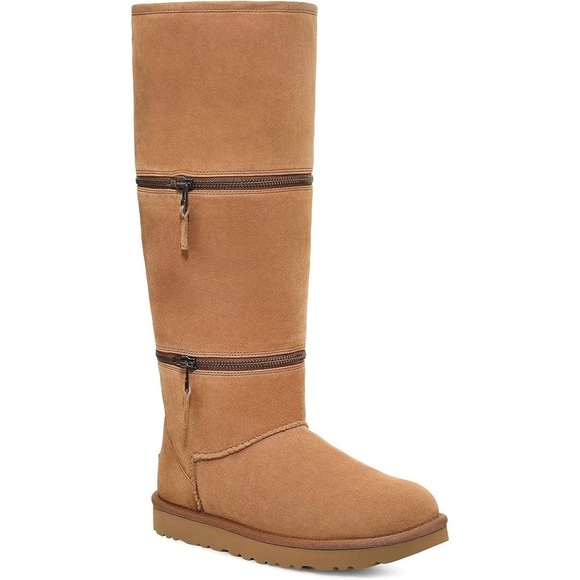 UGGClassic Ultra Tall Boots In Chestnut With Zipper Details NEW Size 6
